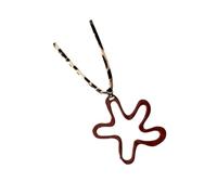 Ksikdeg Halskette mit rotem Blumenherz, Leopardenmuster, geflochtenes Seil, koreanischer Modeschmuck für Freizeit, Party, Outfit, romantisch, florales Herz