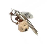 Ksikdeg Praktischer Taschenanhänger, Cartoon-Bär, Hund, Schlüsselanhänger, Plüsch, für Schlüssel und Taschen, weiches und praktisches Design, Taschenanhänger, Bär, Hund, Geldbörsenaufhänger, khaki