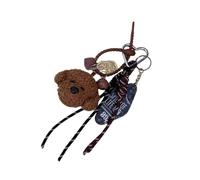 Ksikdeg Praktischer Taschenanhänger, Cartoon-Bär, Hund, Schlüsselanhänger, Plüsch, für Schlüssel und Taschen, weiches und praktisches Design, Taschenanhänger, Bär, Hund, Geldbörsenaufhänger, braun