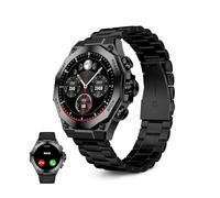Ksix Titanium Herren-Smartwatch, Sportuhr, Anrufe und Benachrichtigungen, Armband aus Stahl und Silikon, AMOLED-Display, Gesundheits- und Sportmonitor, Sprachassistenten, Laufzeit 5 Tage, Schwarz,