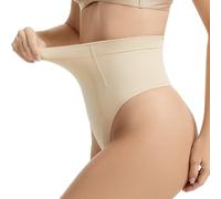 KSKshape Damen Bauchweg Unterhose Miederhose String Miederslip Figurformende Hoher Taille Tanga Unterwäsche Shapewear,Beige,XL