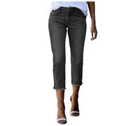 Kswlwccpp Caprihose Damen Sommer Stretch, Capri Jeans Damen 7/8 Sommer Stretch Jeanshose Skinny High Waist Sommerjeans Boyfriend Dreiviertel Hose Mit Taschen, Grau, M