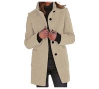 Kswlwccpp Herbstjacke Damen, Mantel Damen Herbst Winter - Wollmantel Übergang Elegant Dufflecoat Stehkragen Mit Knöpfen Wintermantel Lang Trenchcoat Übergangsjacke S-5XL