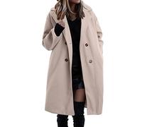 Kswlwccpp Herbstmantel Damen,Mantel Damen Herbst Winter Lang Warm Wollmantel Trenchcoat Wolle Schwarzer Wintermantel Damenmantel Elegant Winterjacke Mantel A-Linie Trench Coat Steppmantel
