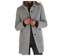 Kswlwccpp Kurzmantel Damen, Mantel Damen Herbst Winter - Wollmantel Übergang Elegant Dufflecoat Stehkragen Mit Knöpfen Wintermantel Lang Trenchcoat Übergangsjacke S-5XL