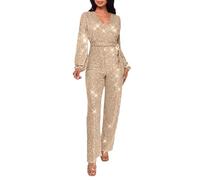 Kswlwccpp Pailletten Overall Damen, Leicht Einteiler Festlich Große Größen Playsuit Latzhosen Overall Sommer Gürtel Weit Jumpsuit Hosenanzug Elegant Sexy Onesie Sommerhose