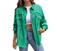 Kswlwccpp Pinke Jacke Damen, Oversize Boyfriend Ripped Elegant Übergangsjacke Damen-Jacken Lang Stretch Frühling Jeans Jacken Denim Jacket Tailliert Vintage Jeansjacke Jeansmantel