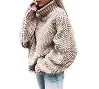 Kswlwccpp Rollkragenpullover Damen - Oversize Strickpullover Elegant Langarm Sweater Casual Warm Rollkragen Pullover S-3XL