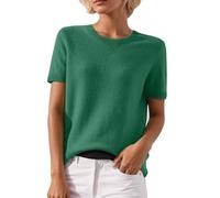 Kswlwccpp Strickpullover Damen Kurzarm Kurzarm Retro Sommer Strickshirt Pullunder Strick Rundhals Kurzarmpullover Kurz Leicht Strickpullover Frühlings Pullover