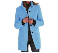 Kswlwccpp Trenchcoat Damen, Mantel Damen Herbst Winter - Wollmantel Übergang Elegant Dufflecoat Stehkragen Mit Knöpfen Wintermantel Lang Trenchcoat Übergangsjacke S-5XL
