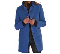 Kswlwccpp Wolljacke Damen, Mantel Damen Herbst Winter - Wollmantel Übergang Elegant Dufflecoat Stehkragen Mit Knöpfen Wintermantel Lang Trenchcoat Übergangsjacke S-5XL
