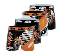 KTM Boxershorts für Kinder, dehnbar, bequem und ultraweich (4 Stück), Schwarz/Orange/Weiß, 12-14 Jahre