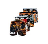 KTM Boxershorts Herren Leicht, Unterhosen Männer, Kreuzen, Anti-Schweiss (4er Pack), Grau/Orange/Schwarz, L