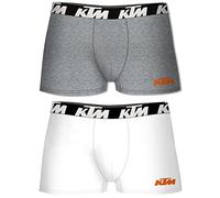 KTM by Freegun Boxershorts für Herren Unterwäsche Pant Men´s Boxer 2 er Pack, Farbe:Light Grey/White, Bekleidungsgröße:M