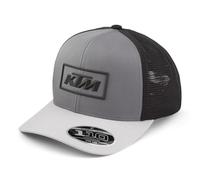 KTM Outline Trucker Cap, graues und schwarzes Netzgewebe, Snapback verstellbar, Flexfit 110, schwarz / grau, Einheitsgröße