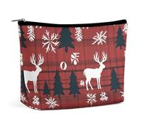 KTNML Tragbare Kosmetiktasche mit Reißverschluss, Motiv: Weihnachtshirsch, bedruckt, Aufbewahrung, Make-up-Tasche, leicht zu transportieren, Reise-Kosmetiktasche für Damen, Weihnachts-Hirsch, 17,3 x