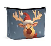KTNML Tragbare Kosmetiktasche mit Reißverschluss, niedlicher Weihnachts-Hirsch, bedruckt, Aufbewahrungs-Make-up-Tasche, leicht zu transportieren, Reise-Kosmetiktasche für Damen, niedliches