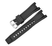 KTRSAVSSA Harz-Uhrenarmband, kompatibel mit Casio G-Shock GST-W120L, S130L, S310, B100, GST-W100G, Herren-Gummiarmband, GST-Serie, 26 x 14 mm(Black silver)