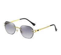 KTUCN Blaue rahmenlose Sonnenbrille, quadratische Metall-Sonnenbrille für Herren und Damen, verspiegelt, sommerlicher Stil