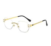 KTUCN Blaue rahmenlose Sonnenbrille, quadratische Metall-Sonnenbrille für Herren und Damen, verspiegelt, sommerlicher Stil