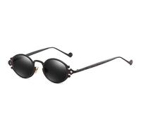 KTUCN Gothic Steampunk Pop Oval Geschnitzte Sonnenbrille Damen Retro Herren Matte Rahmen Sonnenbrille UV400,01 Schwarz,Schwarz,Linsenhöhe: 38 mm