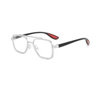 KTUCN Herren-Sonnenbrille, quadratischer Metallrahmen, Punk-Stil, lässige Brille für Damen und Herren, Silber