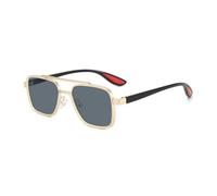 KTUCN Herren-Sonnenbrille, quadratischer Metallrahmen, Punk-Stil, lässige Brille für Damen und Herren, Gold 1
