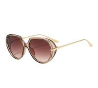 KTUCN Klassische, große, ovale Sonnenbrille mit Metallbügeln im Vintage-Punk-Stil für Damen und Herren, geeigne