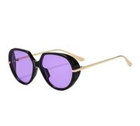KTUCN Klassische, große, ovale Sonnenbrille mit Metallbügeln im Vintage-Punk-Stil für Damen und Herren, geeigne