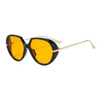KTUCN Klassische, große, ovale Sonnenbrille mit Metallbügeln im Vintage-Punk-Stil für Damen und Herren, geeigne