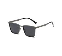 KTUCN Klassische rechteckige polarisierte Sonnenbrille für Herren, mattschwarz, UV400, modische Sonnenbrille mit Federscharnier, 4 Gun Black, BH01