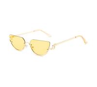 KTUCN Modische, ovale Retro-Sonnenbrille mit halbrandlosem Metallrahmen für Damen - ideal für Reisen.
