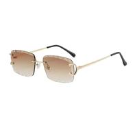 KTUCN Modische quadratische Sonnenbrille im Vintage-Stil für Damen und Herren, rahmenlose Sonnenbrille ohne Rand, Retro-Brille