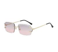 KTUCN Modische quadratische Sonnenbrille im Vintage-Stil für Damen und Herren, rahmenlose Sonnenbrille ohne Rand, Retro-Brille