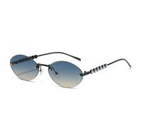 KTUCN Rahmenlose Cat-Eye-Sonnenbrille für Damen mit Farbverlauf, perlenbesetztem Bügeldesign, elegantem Trend,