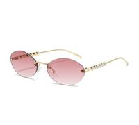 KTUCN Rahmenlose Cat-Eye-Sonnenbrille für Damen mit Farbverlauf, perlenbesetztem Bügeldesign, elegantem Trend,