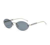 KTUCN Rahmenlose Cat-Eye-Sonnenbrille für Damen mit Farbverlauf, perlenbesetztem Bügeldesign, elegantem Trend,