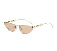 KTUCN Rahmenlose Farbverlauf-Sonnenbrille im Cat-Eye-Stil für Damen, Retro-Perlenbügelverzierung, lässige Herre