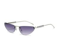 KTUCN Rahmenlose Farbverlauf-Sonnenbrille im Cat-Eye-Stil für Damen, Retro-Perlenbügelverzierung, lässige Herre