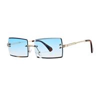 KTUCN Rahmenlose rechteckige Sonnenbrille für Damen, trendige rahmenlose quadratische Sonnenbrille für Herren, ultraleichte U