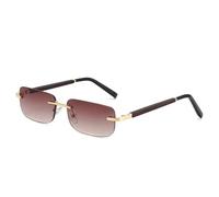 KTUCN Rahmenlose Sonnenbrille Damen Herren Retro Rechteckige Sonnenbrille UV400 Autofahrerbrille Rahmenlose Farbverlaufs-Sonnenbrille, Tee, BH01