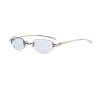 KTUCN Randlose kleine ovale Sonnenbrille für Herren, modische verspiegelte blaue Gläser, trendiges Design für Damen.