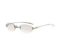 KTUCN Randlose kleine ovale Sonnenbrille für Herren, modische verspiegelte blaue Gläser, trendiges Design für Damen.