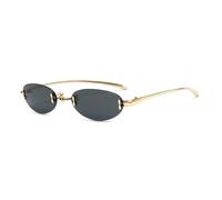 KTUCN Randlose kleine ovale Sonnenbrille für Herren, modische verspiegelte blaue Gläser, trendiges Design für Damen.
