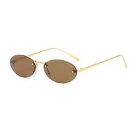 KTUCN Randlose ovale Sonnenbrille Punk Sonnenbrille Herren Shades Driving Eyewear Runde rahmenlose Metallbrille Weiblich UV400