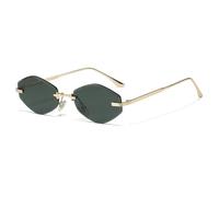 KTUCN Retro Fashion Randlose Punk Y2k Sonnenbrille Damen Herren Sonnenbrille Vintage UV400 Outdoor Shades, GOLDEN GREEN, 131mm