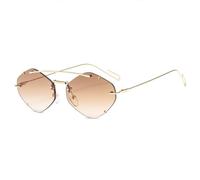 KTUCN Retro Ovale Metall Sonnenbrille Herren Damen Steampunk Randlose Polygon Brille Damen UV400,Farbverlauf Tee,BH01