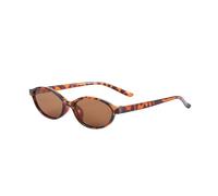 KTUCN Retro-Sonnenbrille mit Leopardenmuster in Braun, modische Sonnenbrille mit kleinem Rahmen, Punk-Stil, ovale Gläser