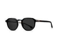 KTUCN Sonnenbrille mit Nieten, Metallbügel, polarisiert, Schwarz/Grau, BH01