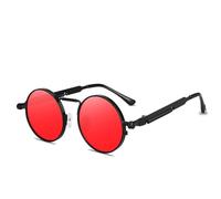 KTUCN Steampunk-Sonnenbrille aus Metall für Herren und Damen, modisch, runde Brille, Vintage-Sonnenbrille, UV400, C2, 153 mm